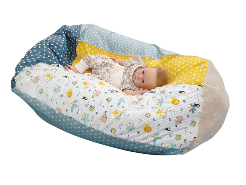 Atelier MiaMia beanbag per bambini beanbag baby cuscino edizione limitata blu, gufi