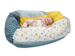 Atelier MiaMia beanbag per bambini beanbag baby cuscino edizione limitata blu, gufi