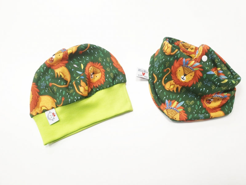 Beanie Set Mütze und Tuch Löwe Braun Herbst  Nr. 243 von Atelier MiaMia