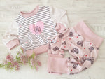 Atelier MiaMia Cool bloomers or baby set short and long waffle hearts apricot 30