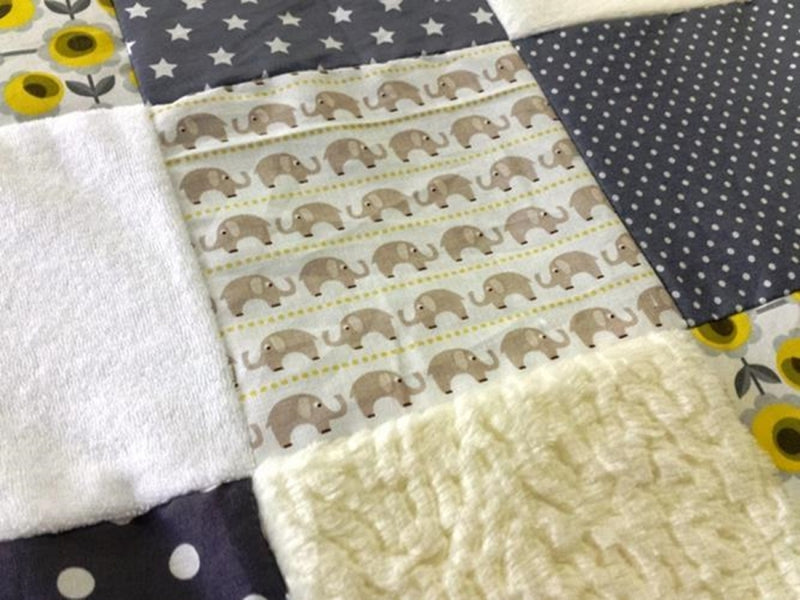 Experience blanket CVI blanket, yellow flowers, elephants, ED27